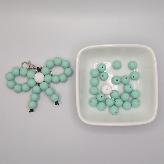 Mint and white beaded bow kit