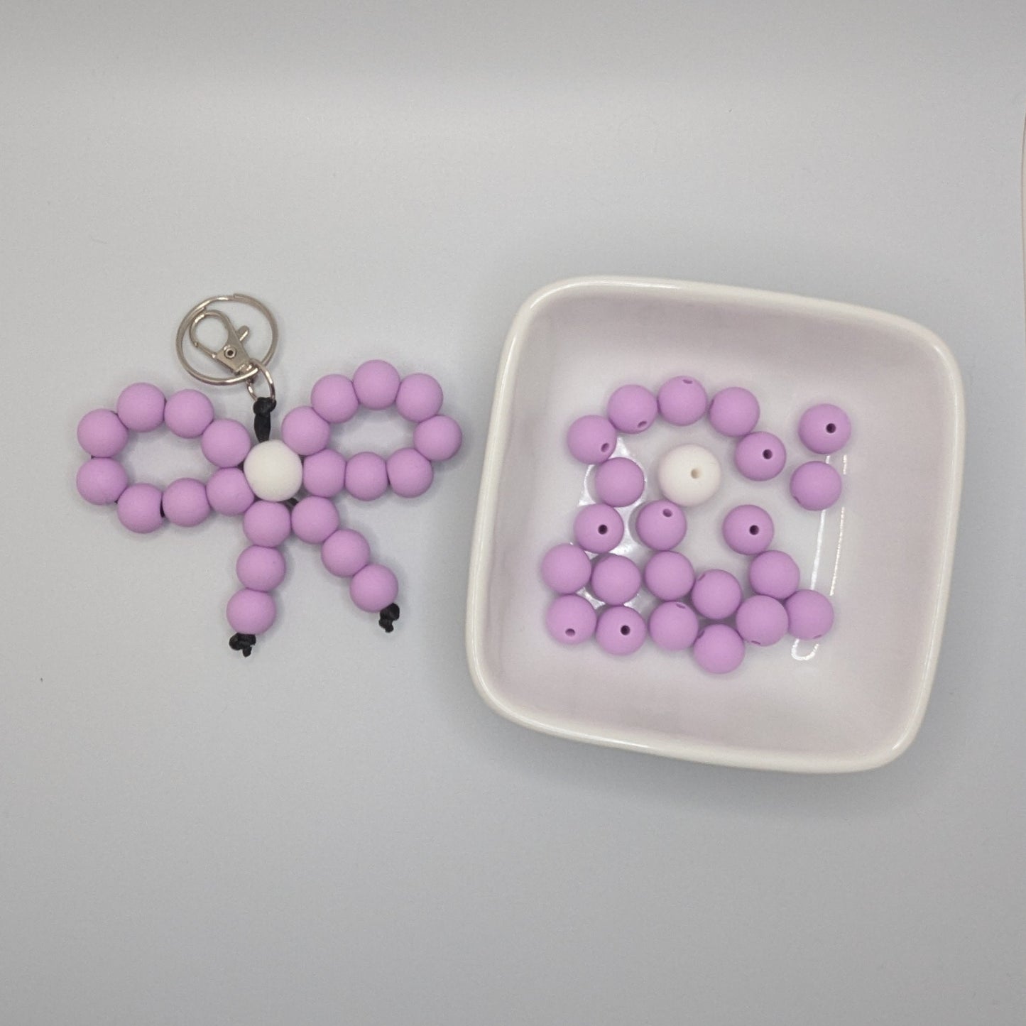 Purple and white beaded bow kit